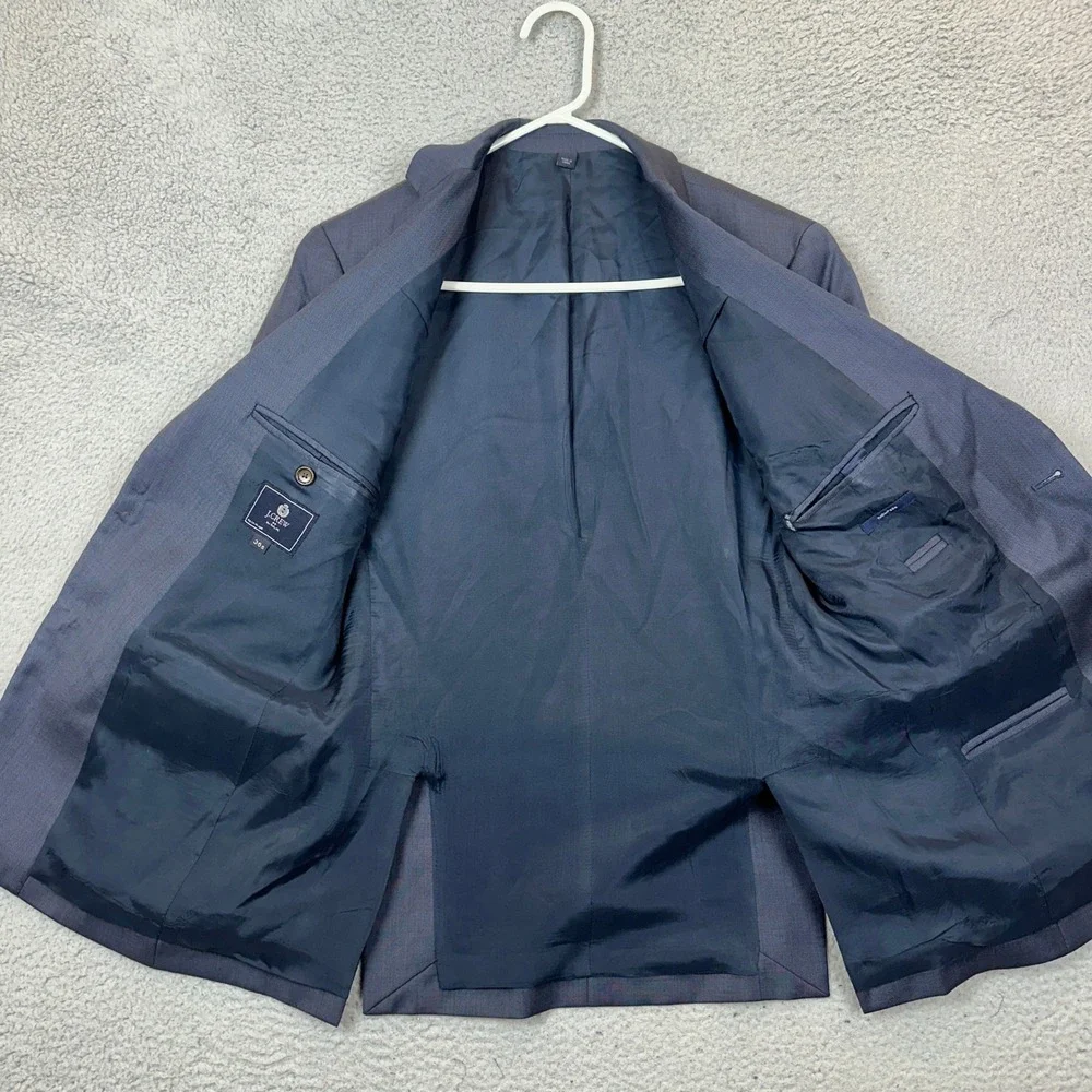J.Crew Thompson Navy Blue Wool Slim Fit 2 Piece Suit 36S 30x30 Pants Mens
